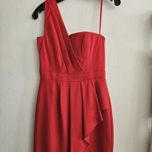 BCBGMaxAzria Vibrant Red One-Shoulder Dress